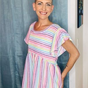 NWT 💕Plum Rainbow Small Stripe Babydoll Top⭐️